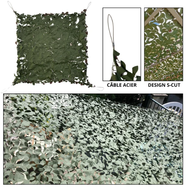 Filet de camouflage Camoshadow Forêt - Renforcé câble acier