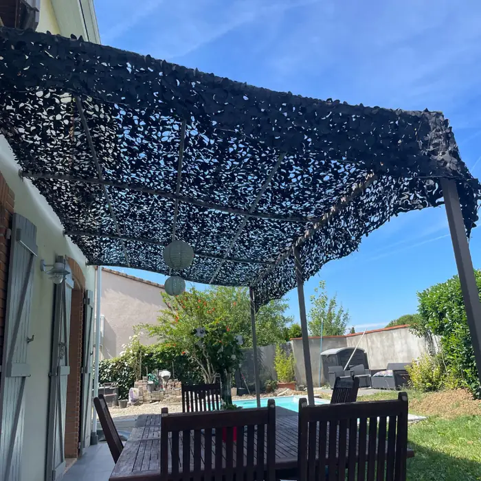 Filet de camouflage Camoshadow Noir - Renforcé câble acier installé